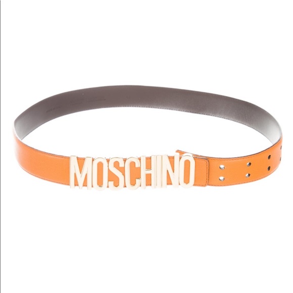 moschino thick leather logo belt